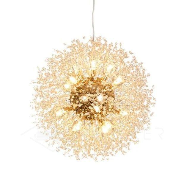 Elegant Gold Crystal Dandelion Chandelier with LED Lights