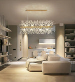 Elegant Gold Crystal Dandelion Chandelier with LED Lights