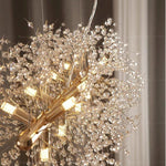 Elegant Gold Crystal Dandelion Chandelier with LED Lights