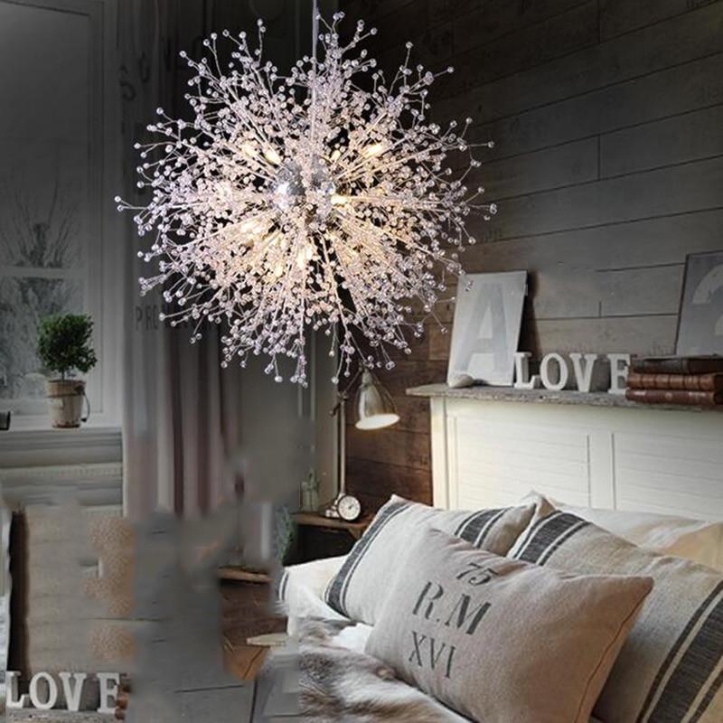 Elegant Gold Crystal Dandelion Chandelier with LED Lights