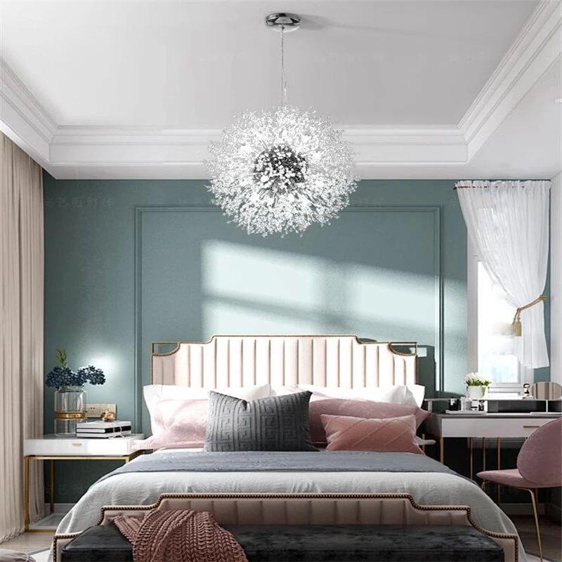 Elegant Gold Crystal Dandelion Chandelier with LED Lights