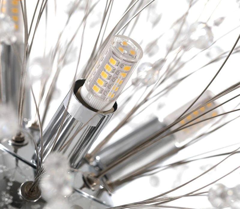 Elegant Gold Crystal Dandelion Chandelier with LED Lights