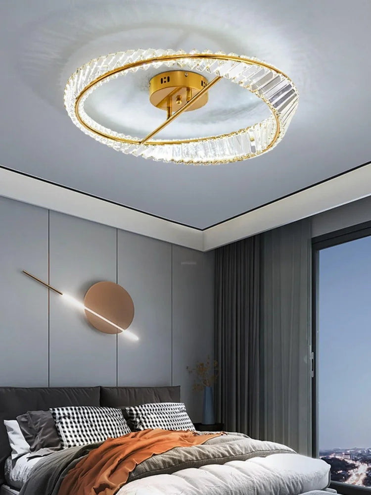 Crystal Ring Ceiling Lamp - Crystals, Semi Flush Mounts-1-Yiosilamp