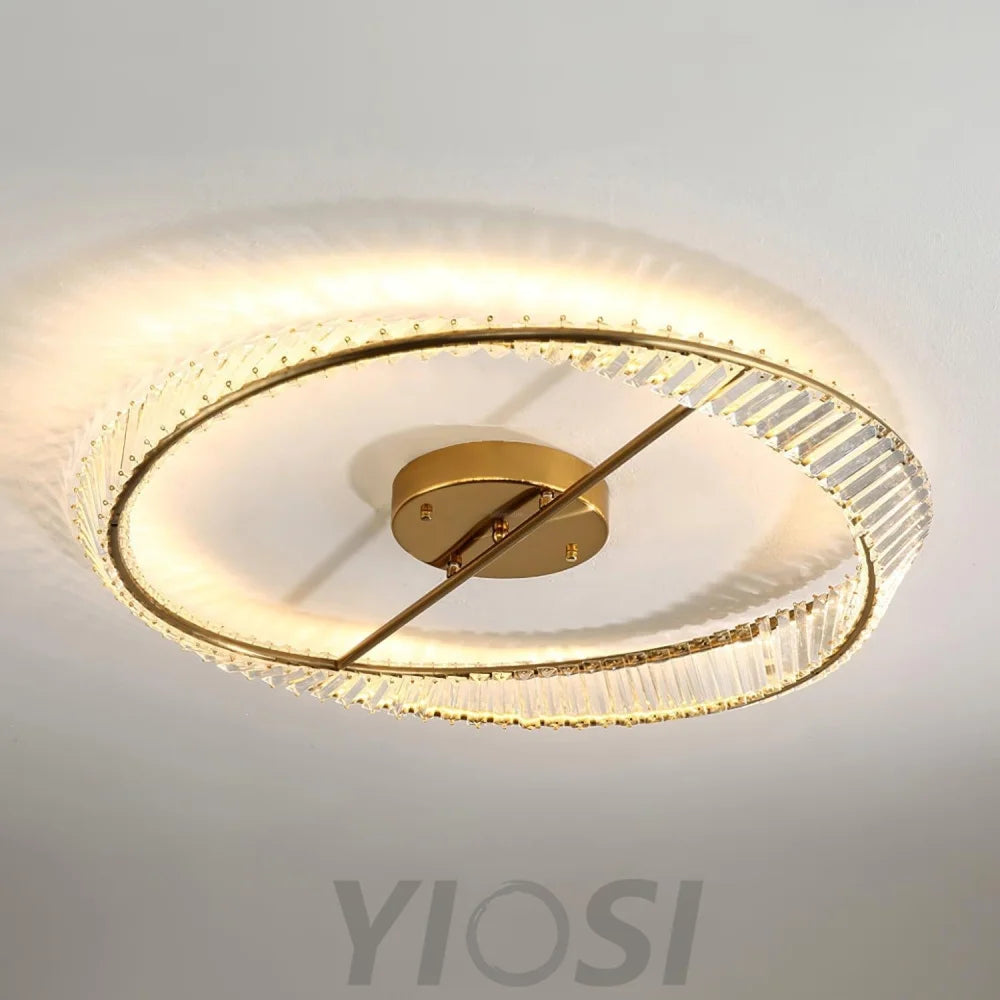 Crystal Ring Ceiling Lamp - Crystals, Semi Flush Mounts-1-Yiosilamp