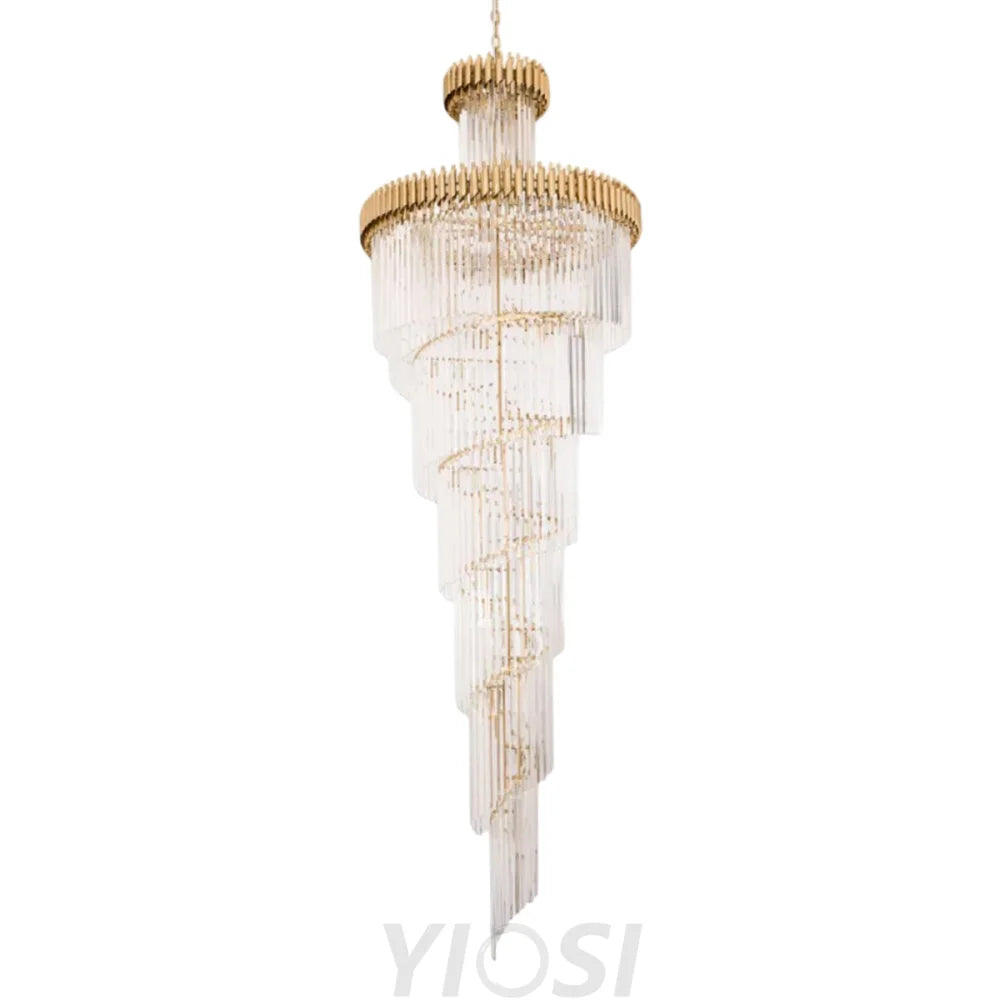 Crystal Spiral Chandelier – Gold Finish 39‑in Diameter