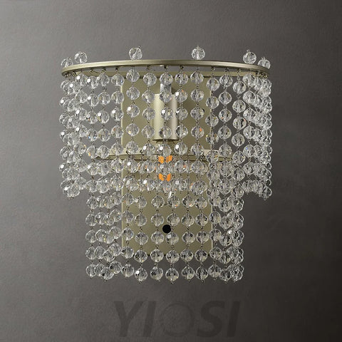 Crystal Waterfall Wall Light W 9.3″ - Tassel-1-Yiosilamp