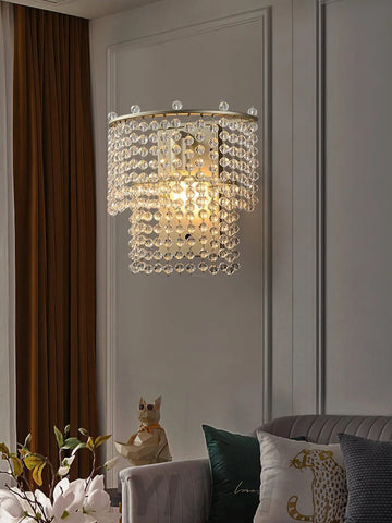 Crystal Waterfall Wall Light W 9.3″ - Tassel-1-Yiosilamp