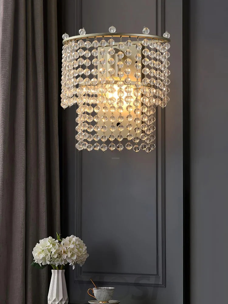 Crystal Waterfall Wall Light W 9.3″ - Tassel-1-Yiosilamp