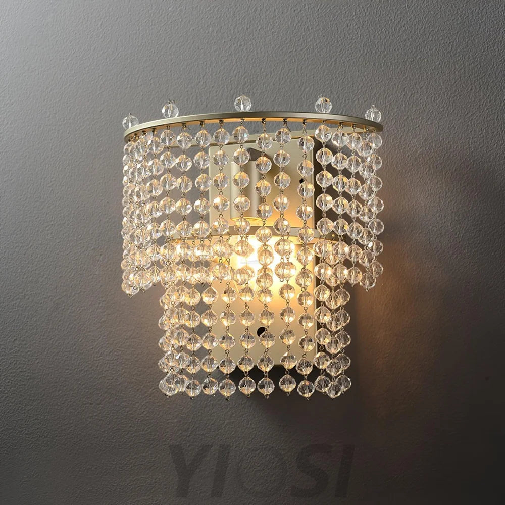 Crystal Waterfall Wall Light W 9.3″ - Tassel-1-Yiosilamp