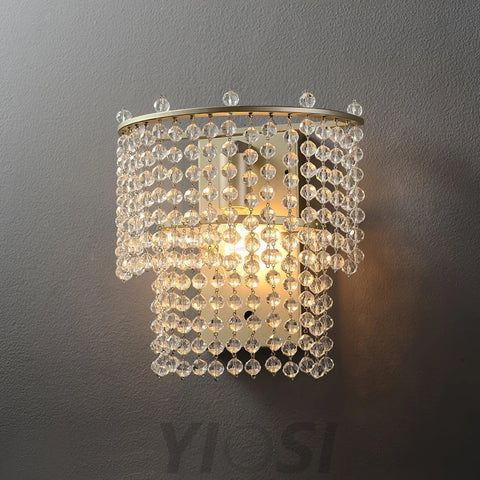 Crystal Waterfall Wall Light W 9.3″ - Tassel-1-Yiosilamp