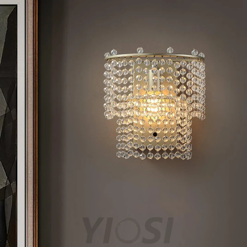 Crystal Waterfall Wall Light W 9.3″ - Tassel-1-Yiosilamp