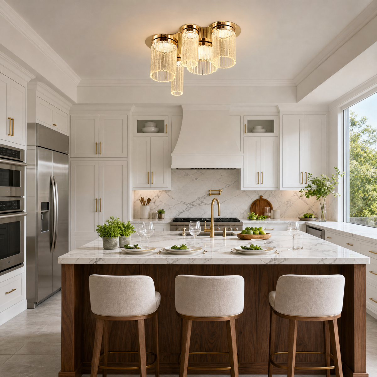 Crystalia Modern Crystal Flush Mount Ceiling Light