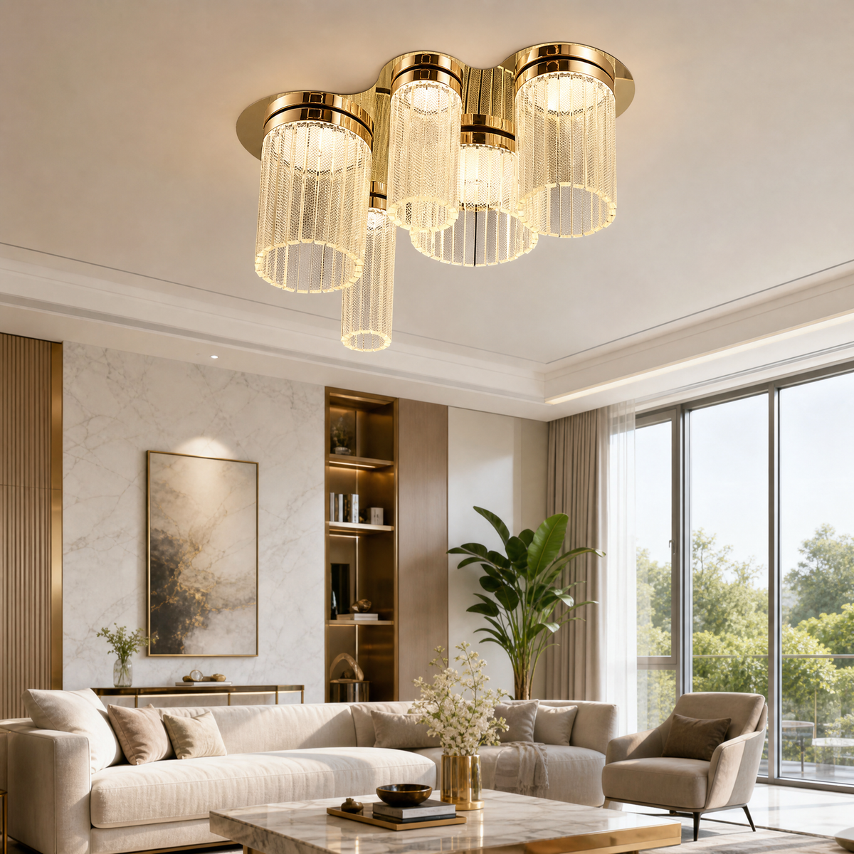 Crystalia Modern Crystal Flush Mount Ceiling Light - scene