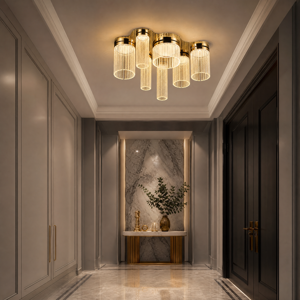 Crystalia Modern Crystal Flush Mount Ceiling Light