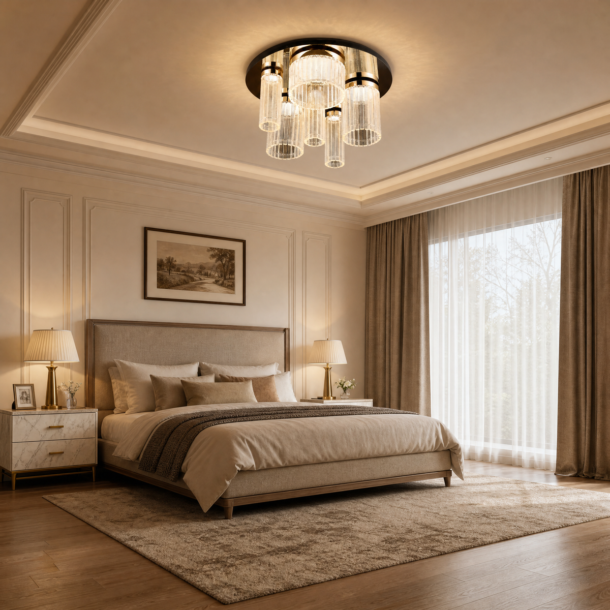 Crystalia Modern Crystal Flush Mount Ceiling Light