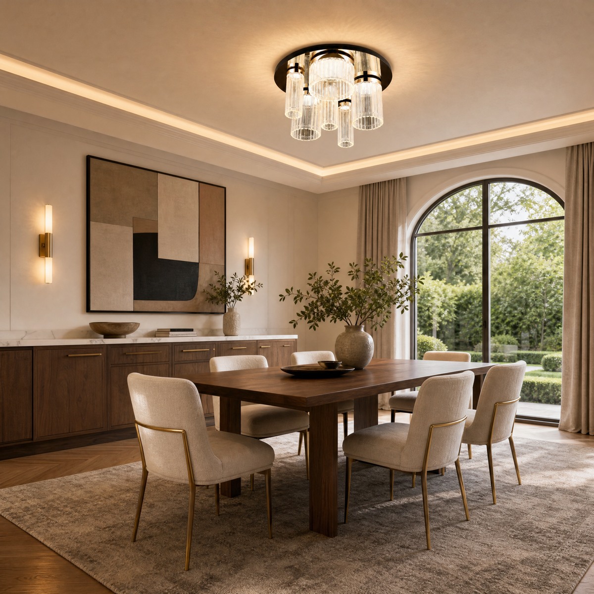 Crystalia Modern Crystal Flush Mount Ceiling Light