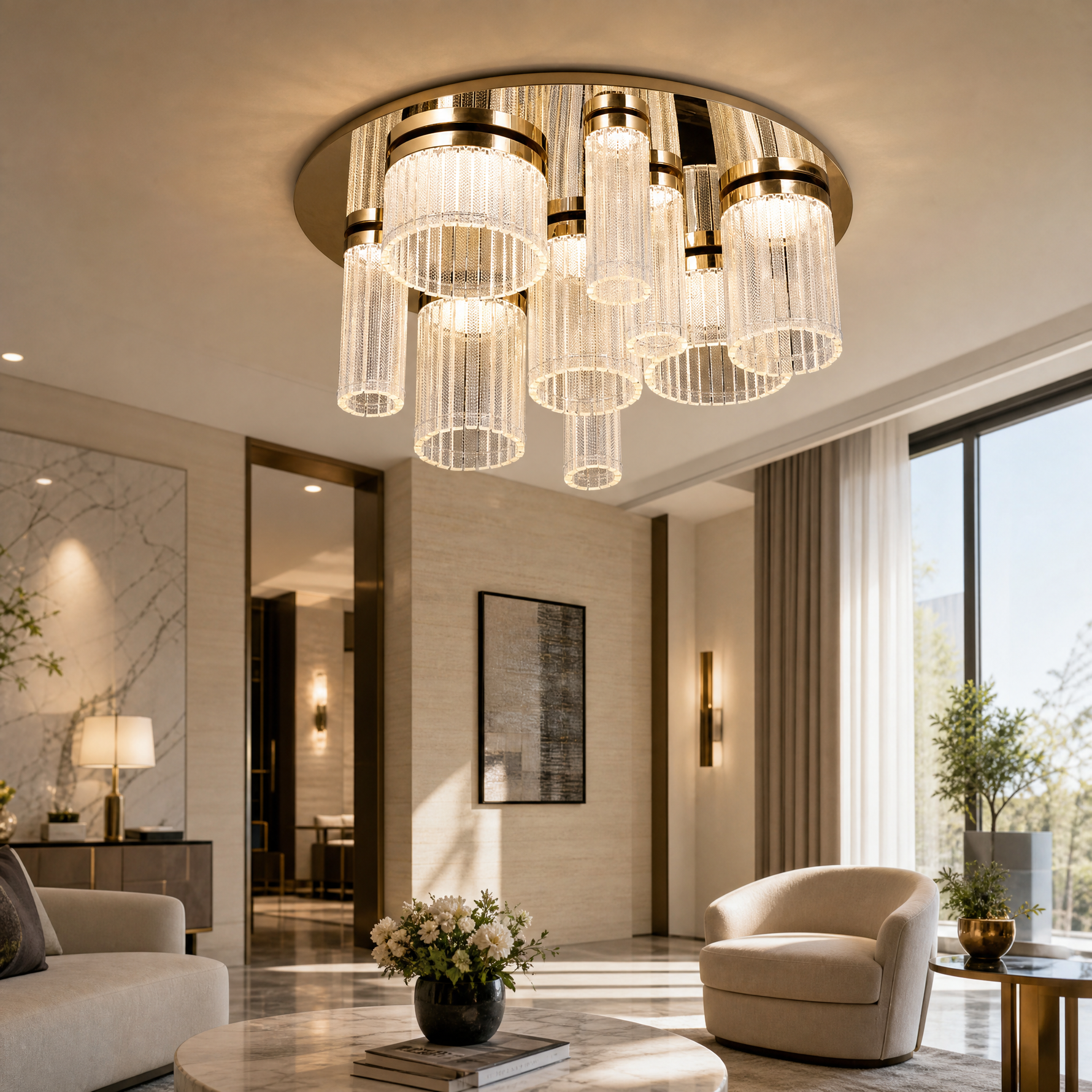 Crystalia Modern Crystal Flush Mount Ceiling Light - scene