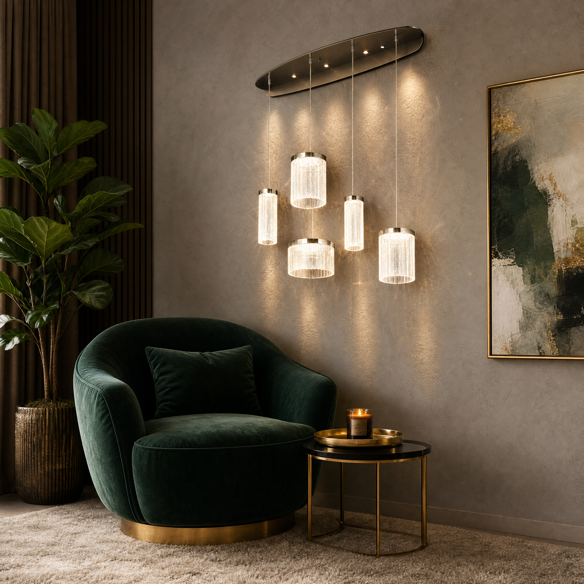 Crystalia Modern Linear Dining Pendant Light
