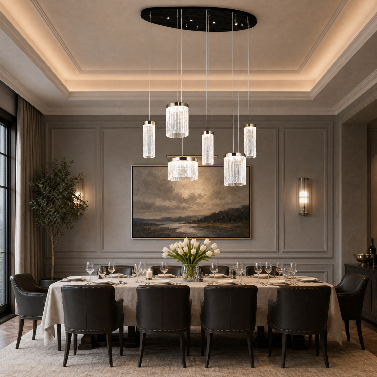 Crystalia Modern Linear Dining Pendant Light