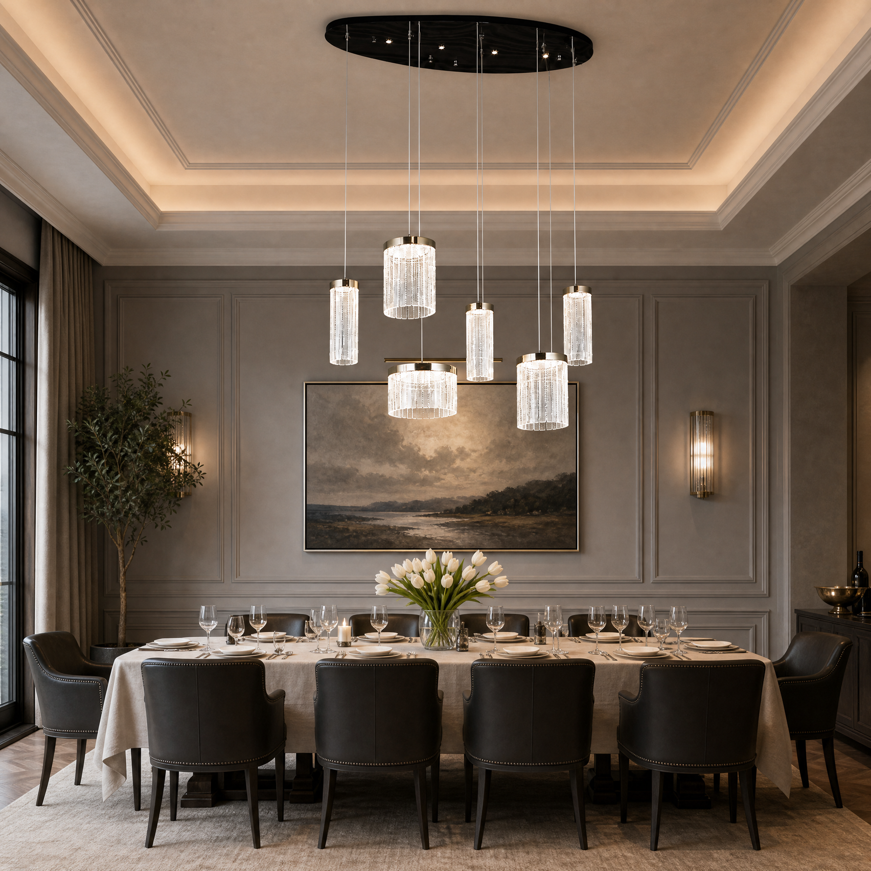 Crystalia Modern Linear Dining Pendant Light