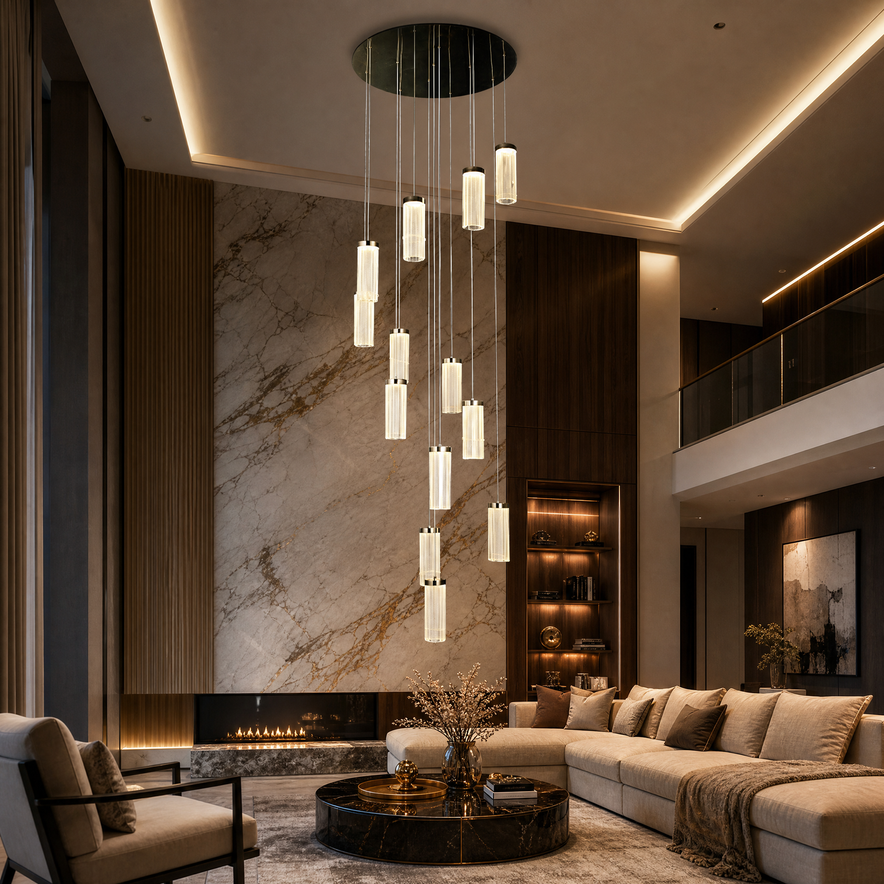 Crystalia Modern Multi-Tier Cluster Chandelier - scene