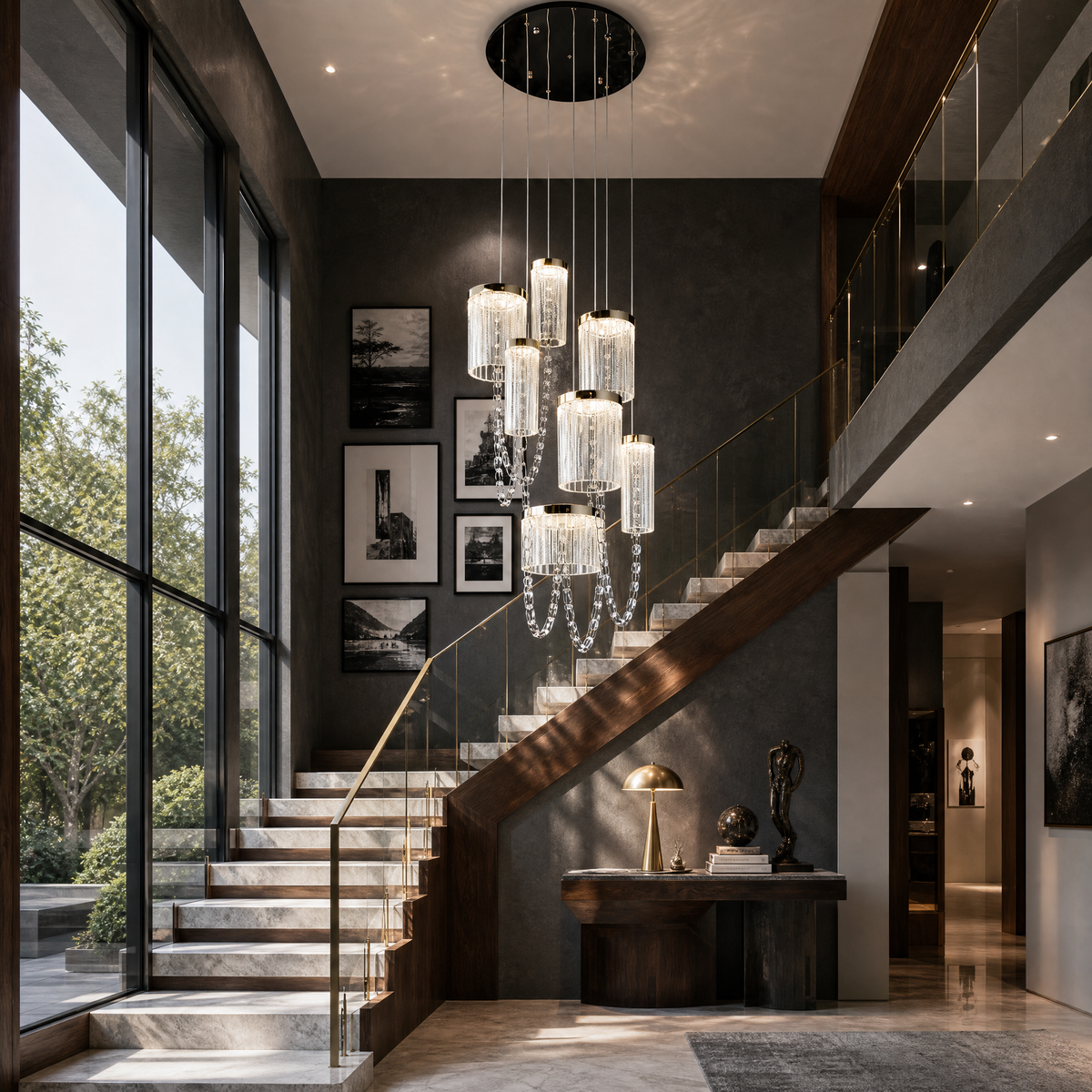 Crystalia Modern Multi-Tier Cluster Chandelier
