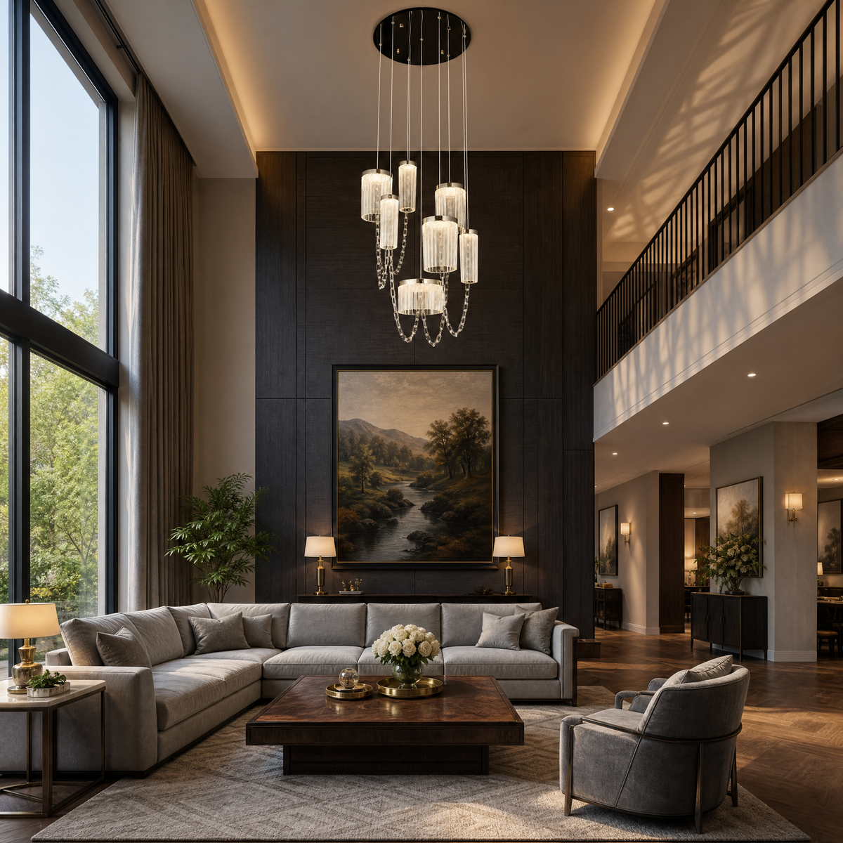 Crystalia Modern Multi-Tier Cluster Chandelier