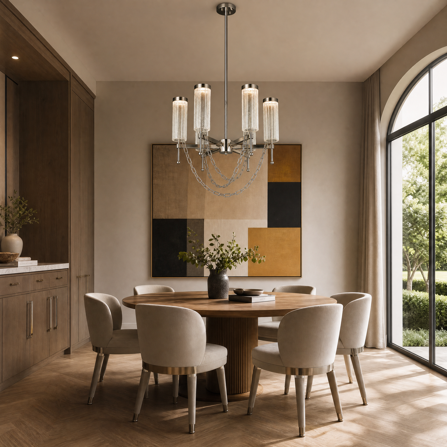 Crystalia Modern Sculptural Ring Chandelier