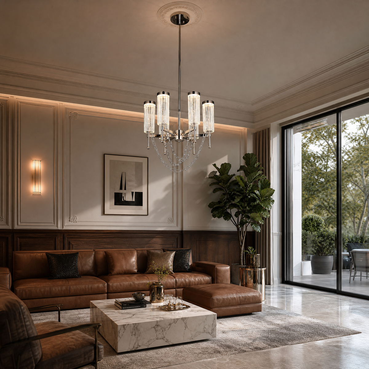 Crystalia Modern Sculptural Ring Chandelier
