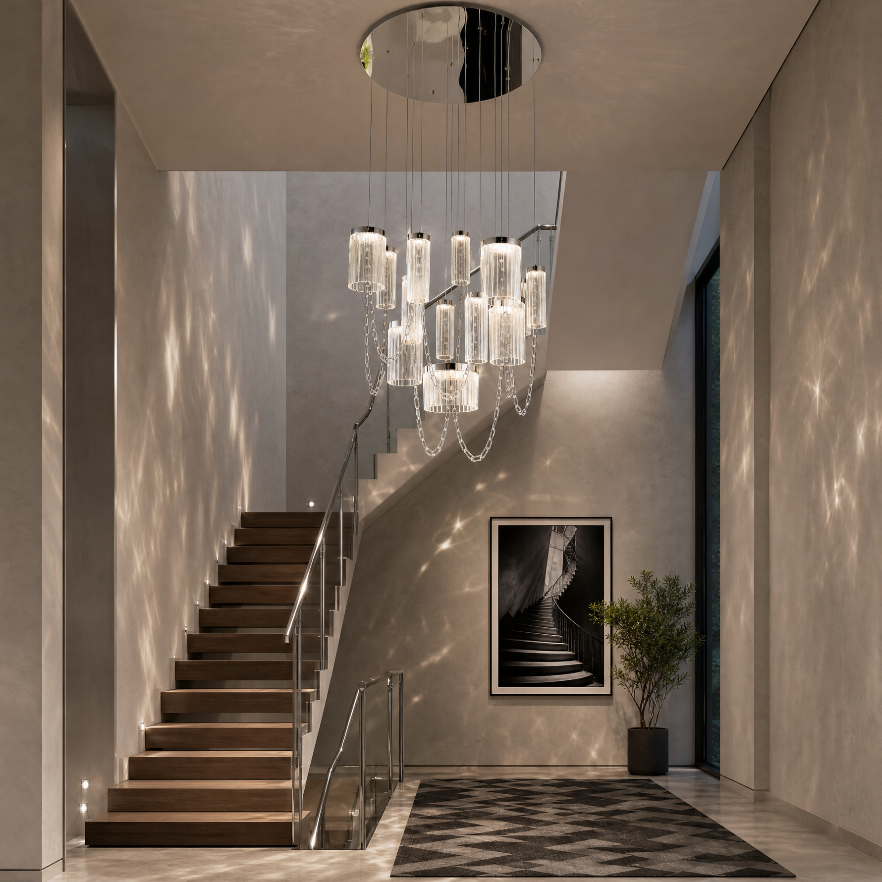 Crystalia Modern Sculptural Ring Chandelier