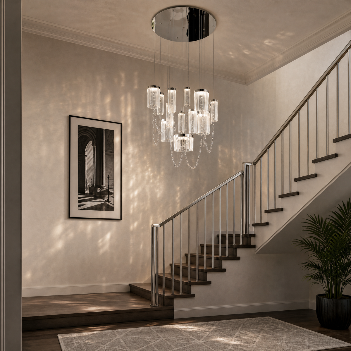 Crystalia Modern Sculptural Ring Chandelier