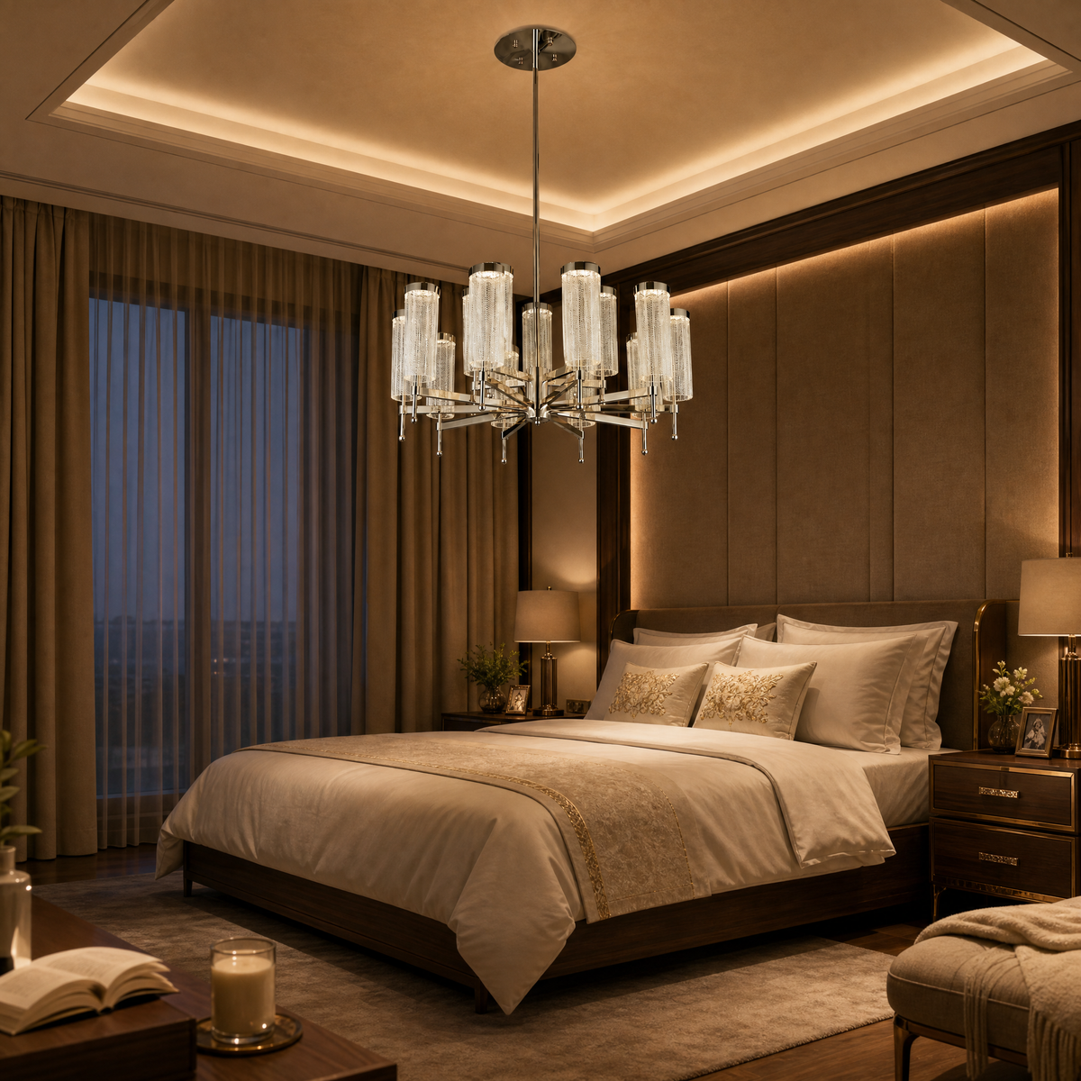 Crystalia Modern Sculptural Ring Chandelier