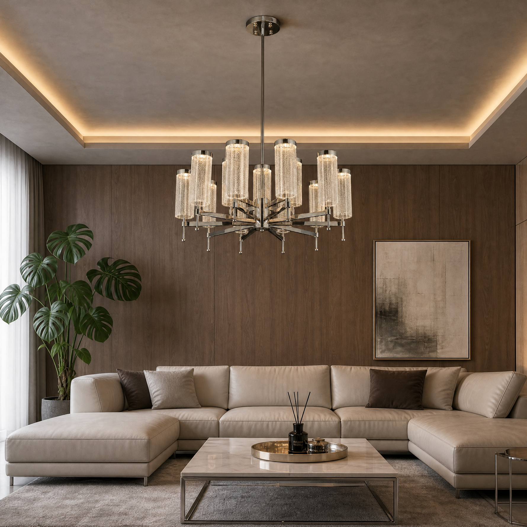 Crystalia Modern Sculptural Ring Chandelier