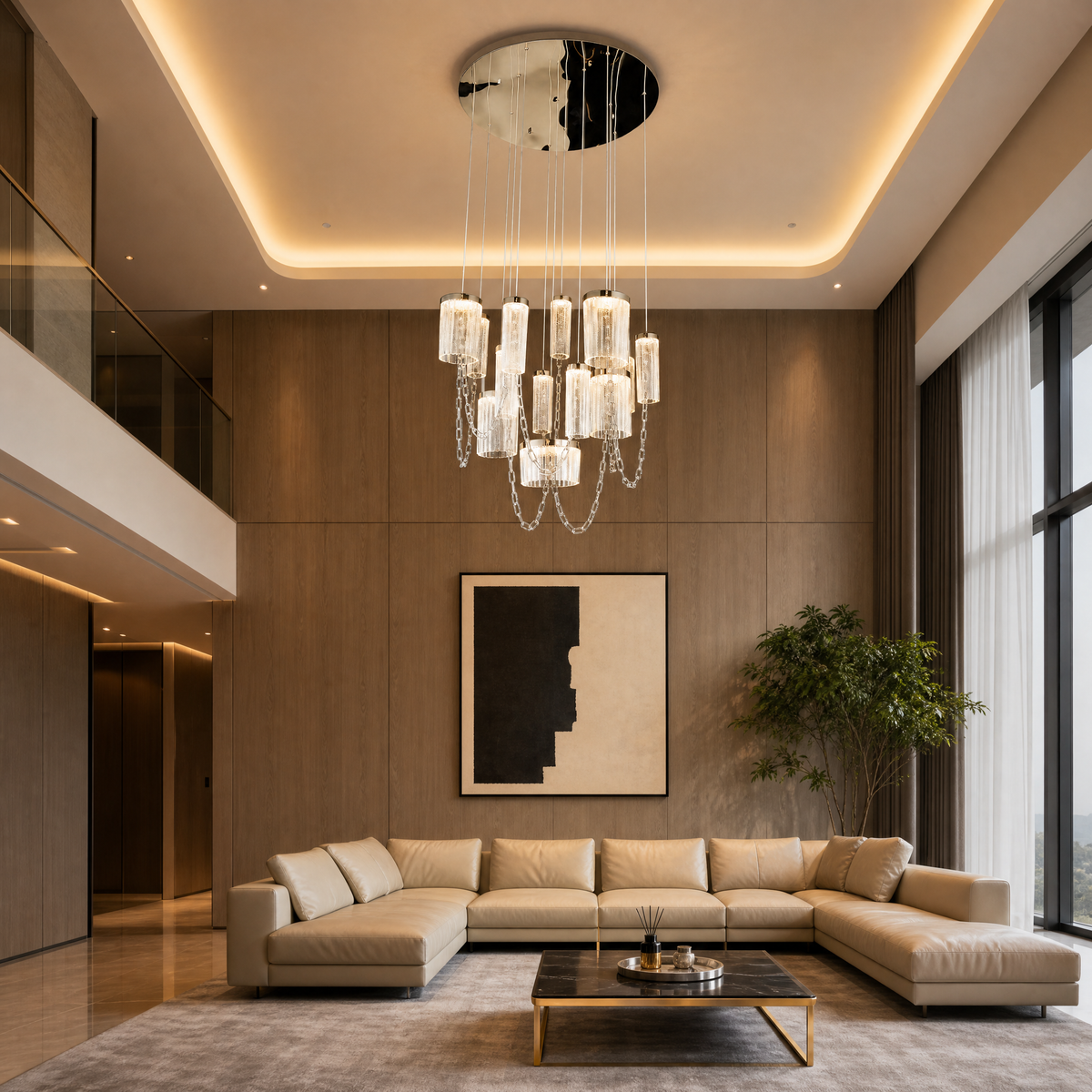 Crystalia Modern Sculptural Ring Chandelier