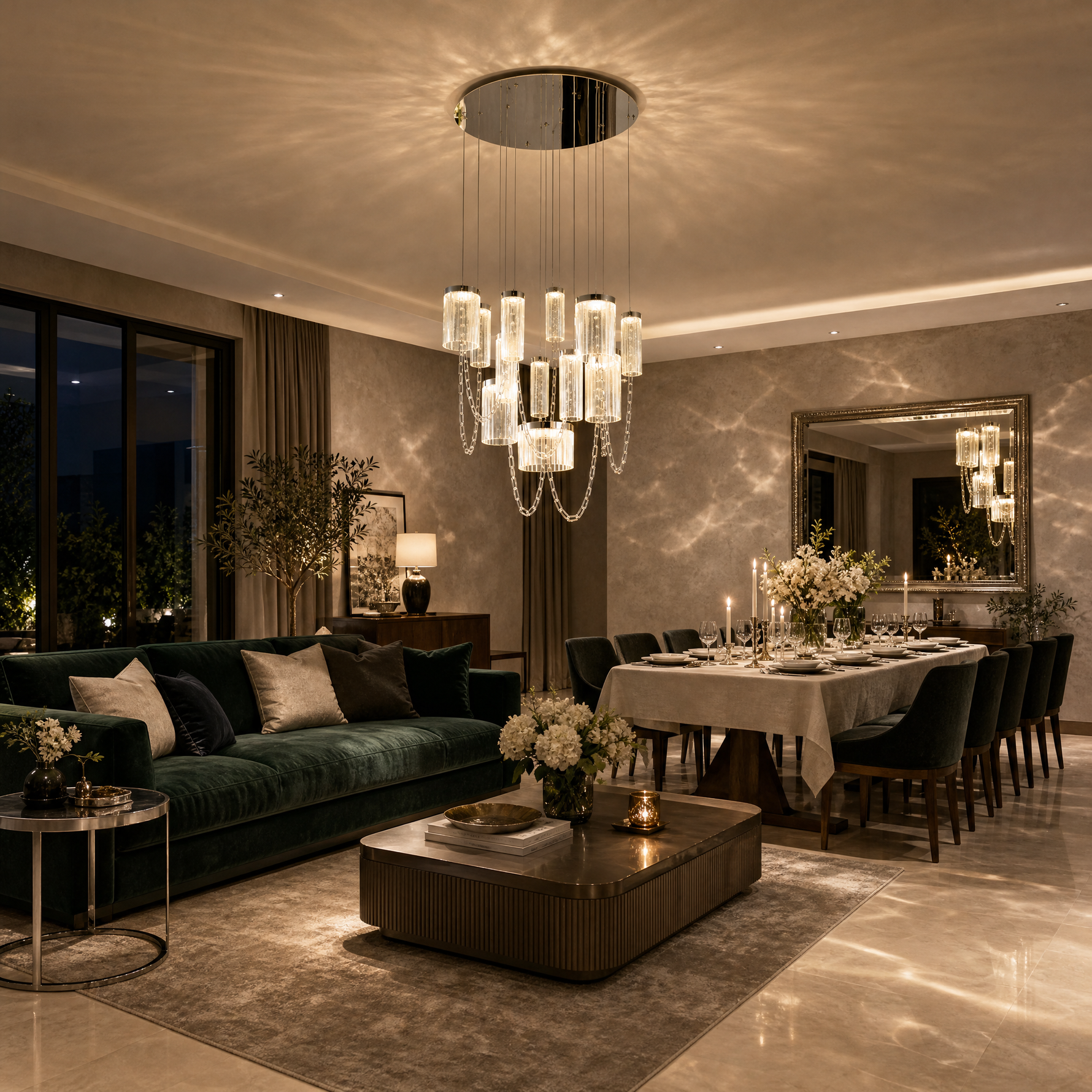 Crystalia Modern Sculptural Ring Chandelier