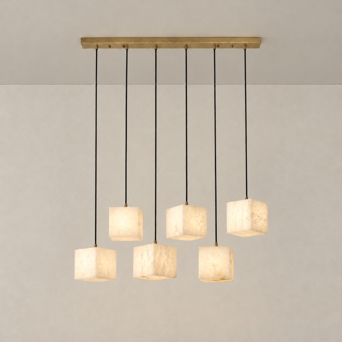 Cubo Modern Alabaster Linear Chandelier