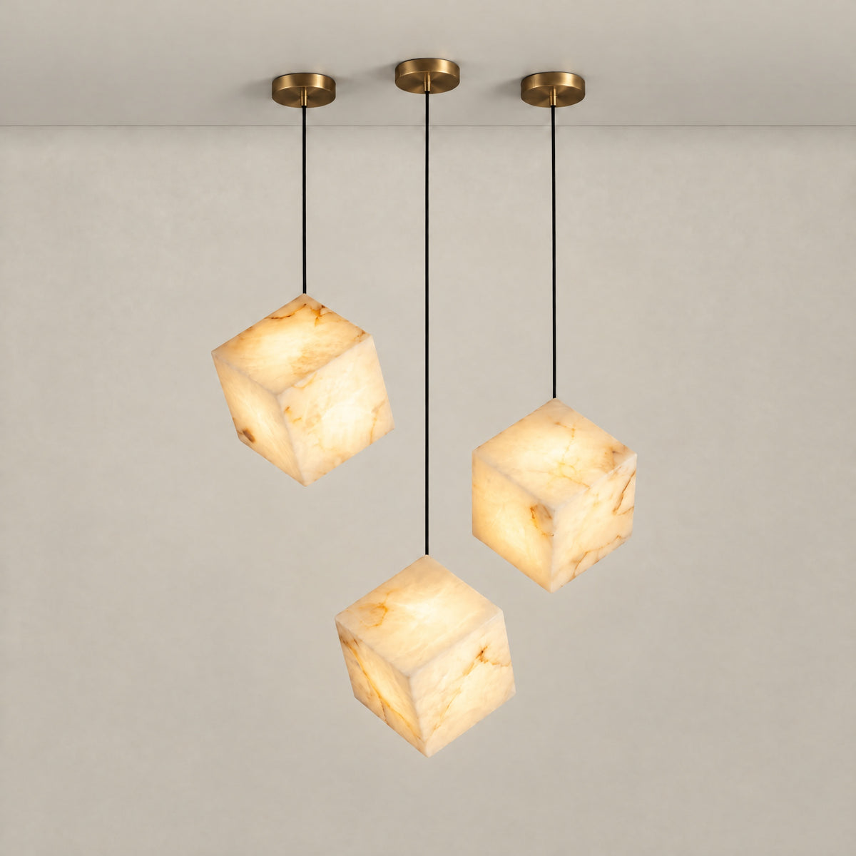 Cubo Modern Cluster Alabaster Pendant Light – lights on