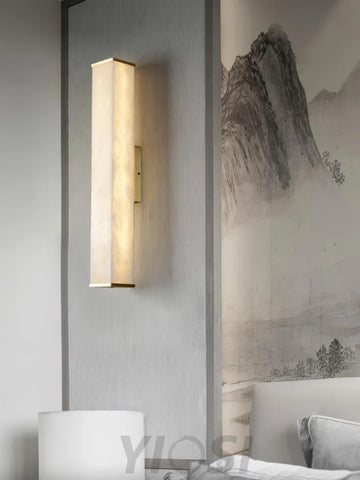 Cuboid Alabaster Wall Sconce - Alabaster, Alabaster Wall Lamp-1-Yiosilamp