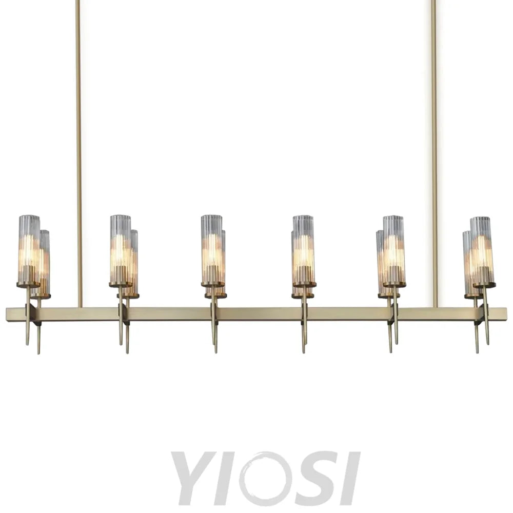 Cylinder Modernist Brass Chandelier