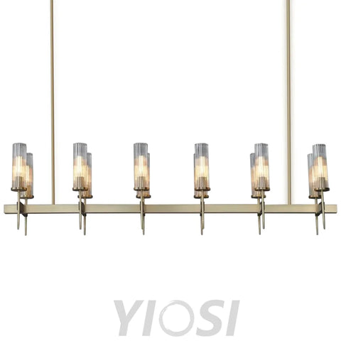 Cylinder Modernist Brass Chandelier