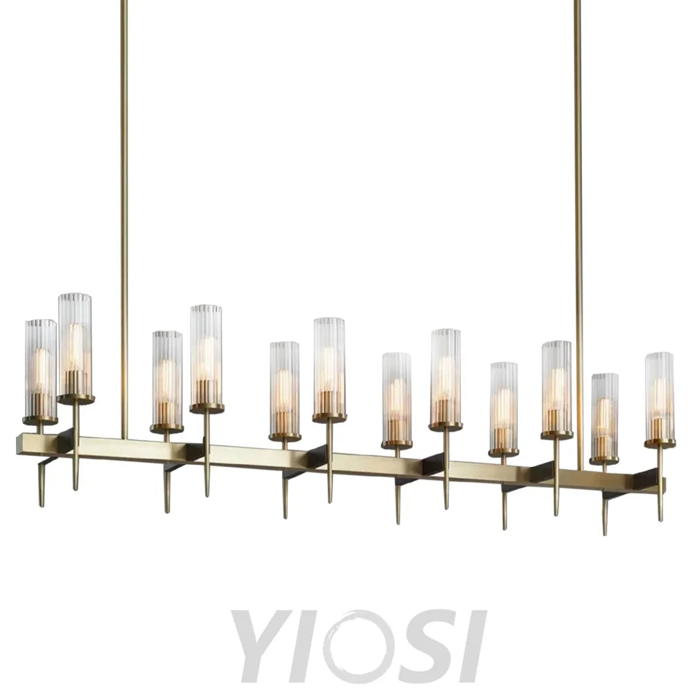 Cylinder Modernist Brass Chandelier