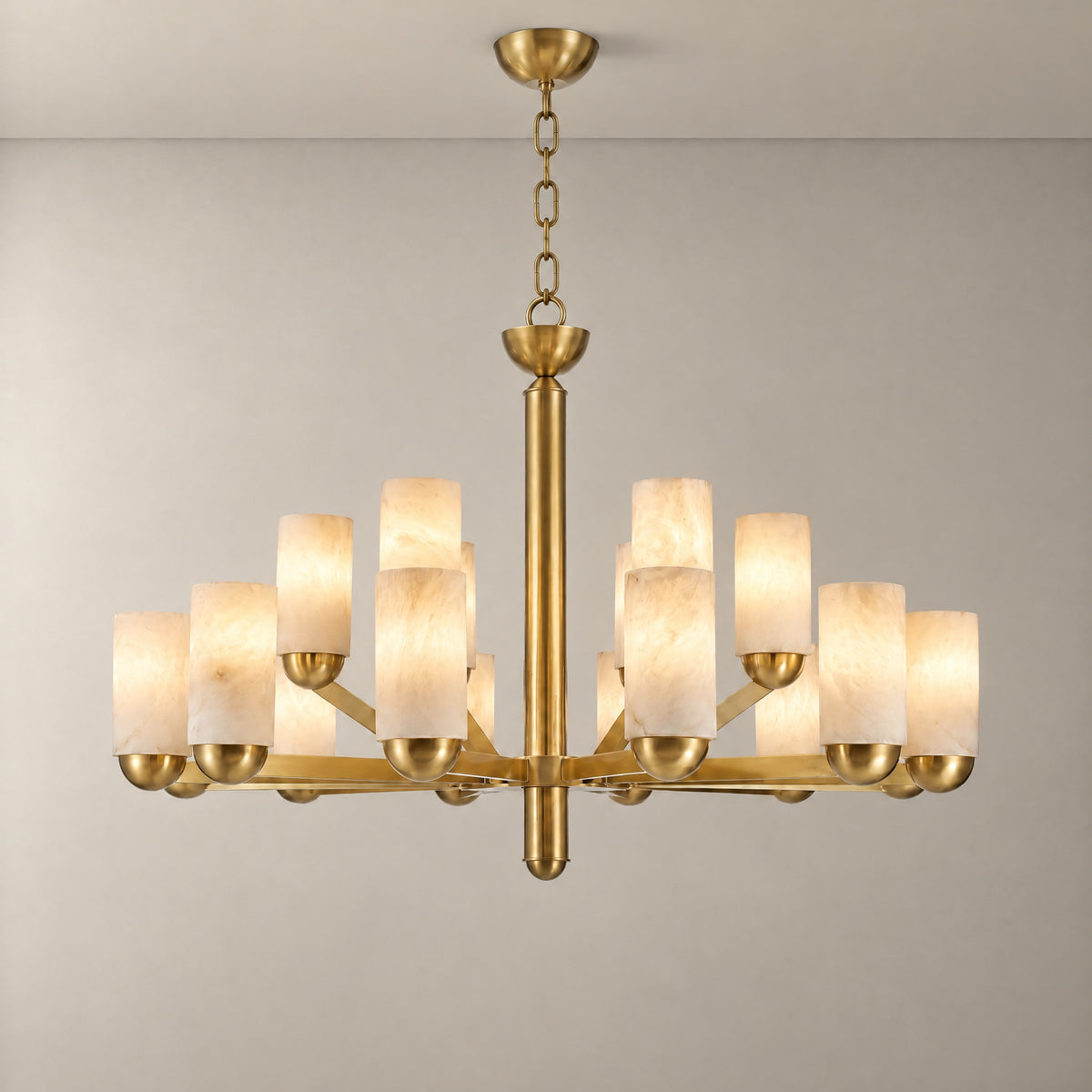 Cylinder Shade Alabaster Pendant Light