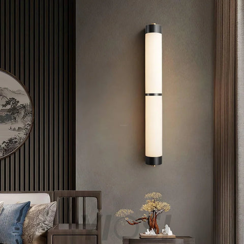 Cylindra Alabaster Brass Wall Sconce - Alabaster, Alabaster Wall Lamp-1-Yiosilamp