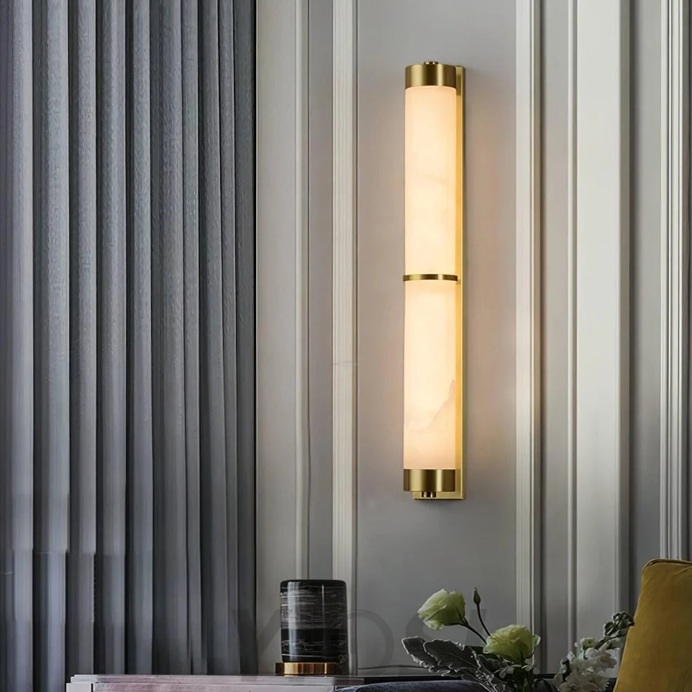 Cylindra Alabaster Brass Wall Sconce - Alabaster, Alabaster Wall Lamp-1-Yiosilamp