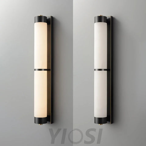 Cylindra Alabaster Brass Wall Sconce - Alabaster, Alabaster Wall Lamp-1-Yiosilamp