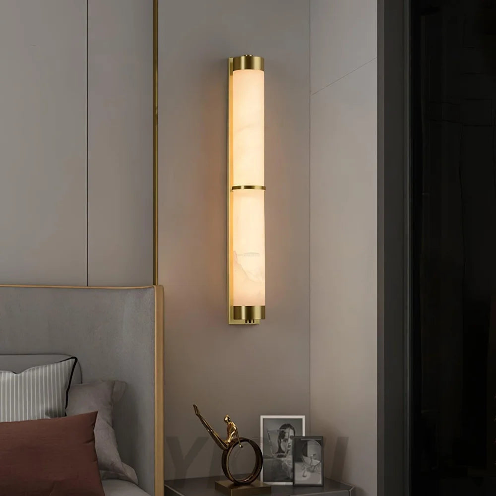 Cylindra Alabaster Brass Wall Sconce - Alabaster, Alabaster Wall Lamp-1-Yiosilamp