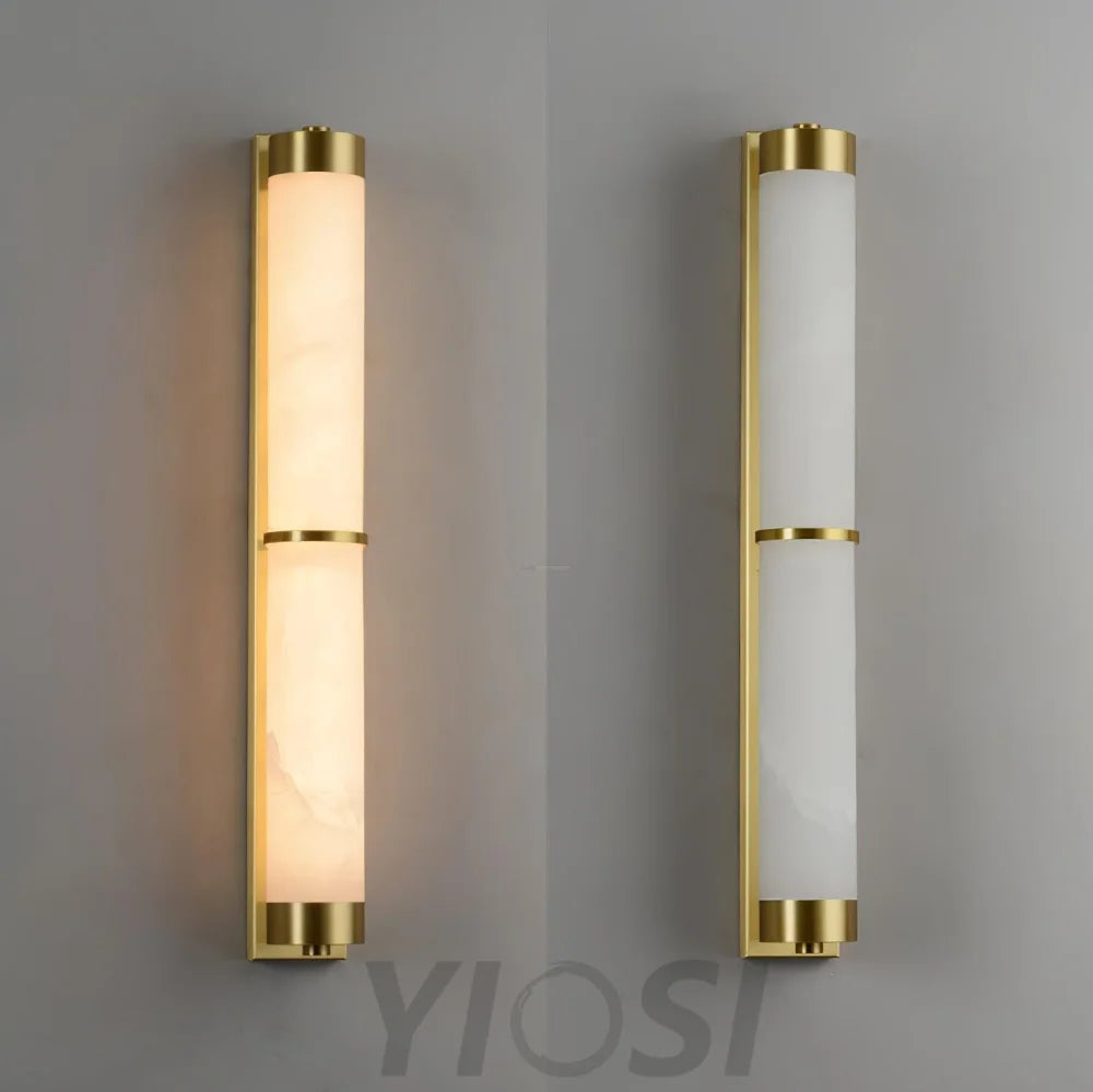 Cylindra Alabaster Brass Wall Sconce - Alabaster, Alabaster Wall Lamp-1-Yiosilamp