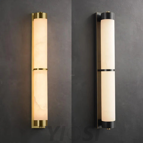 Cylindra Alabaster Brass Wall Sconce - Alabaster, Alabaster Wall Lamp-1-Yiosilamp