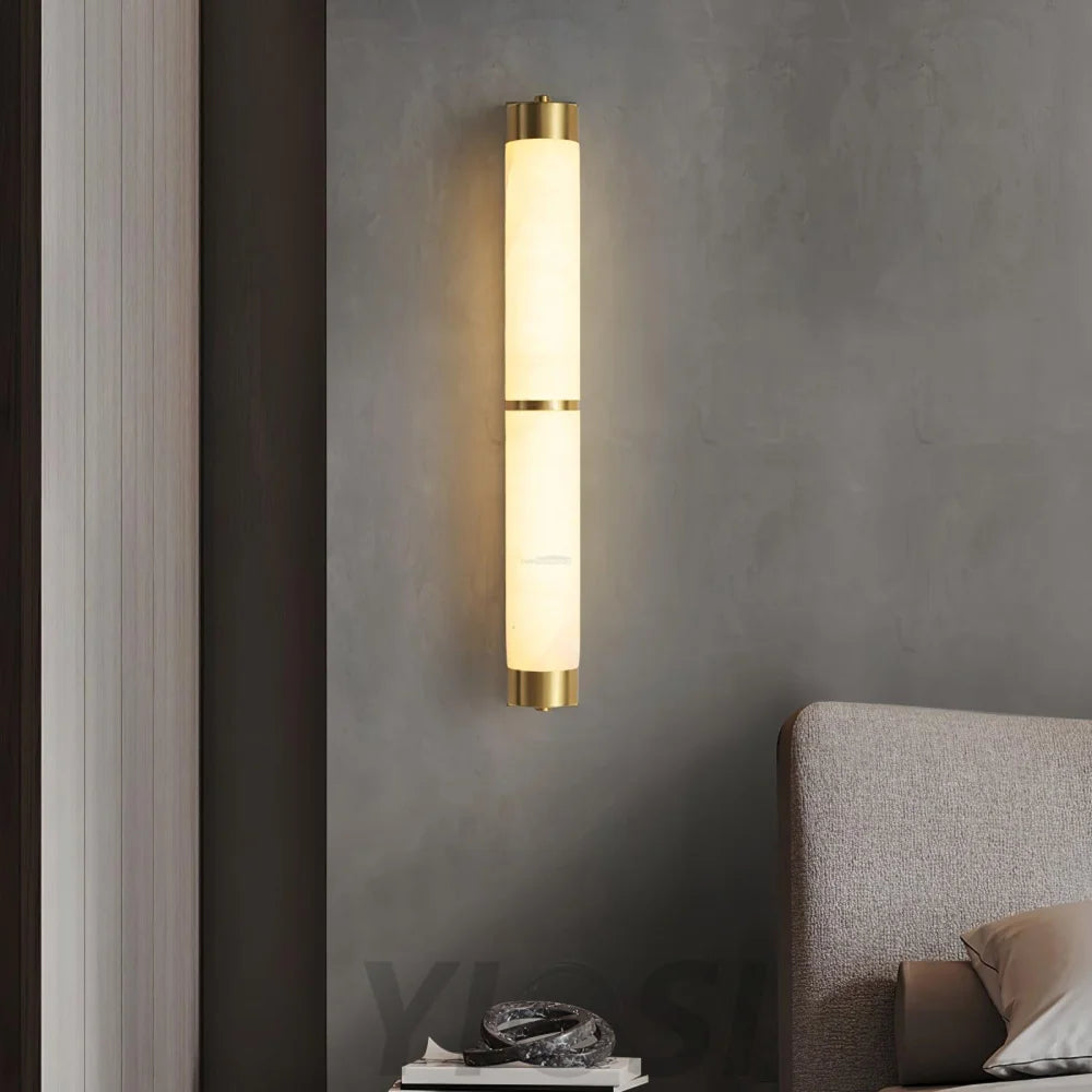 Cylindra Alabaster Brass Wall Sconce - Alabaster, Alabaster Wall Lamp-1-Yiosilamp