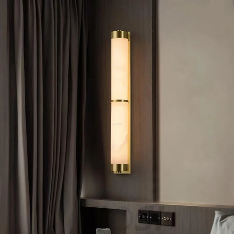 Cylindra Alabaster Brass Wall Sconce - Alabaster, Alabaster Wall Lamp-1-Yiosilamp